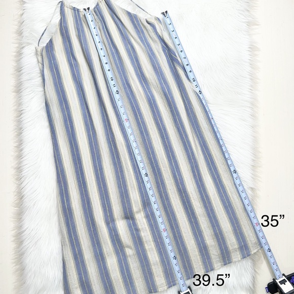 SOLD-Urban Outfitters Striped Chambray and Cream Midi Halter SunDress - Picture 15 of 15